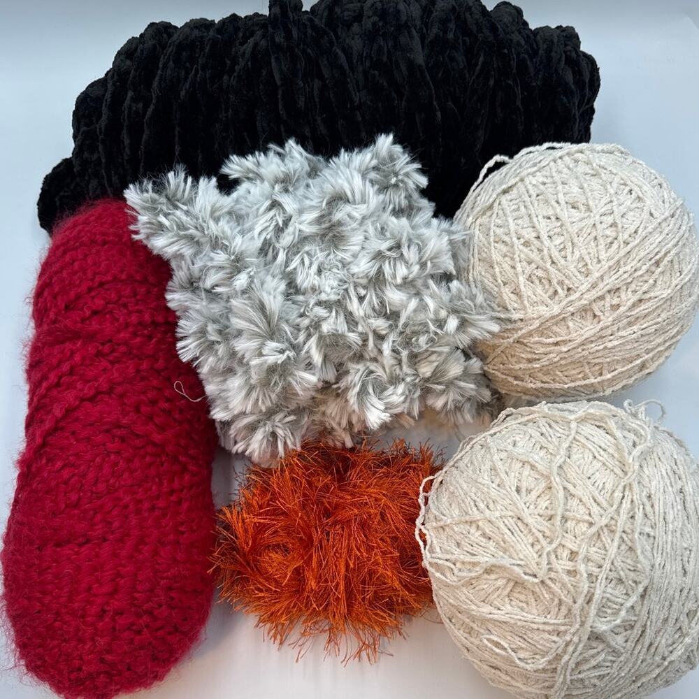 4lb Novelty Texture Yarn Lot Chenille Boucle Eyelash Trellis Faux Fur Destash